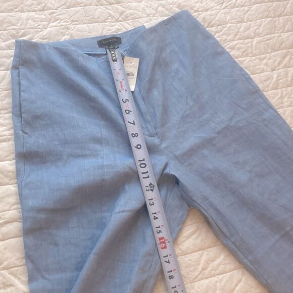 NEW Ann Taylor High Rise Straight Leg Light Blue Linen Trousers Size 10 - Picture 7 of 9